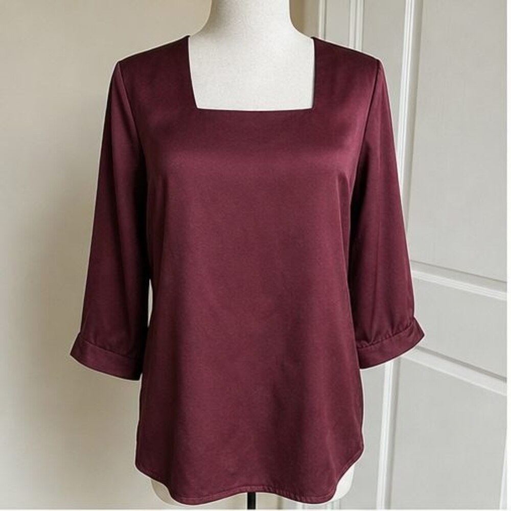 Burgundy Button Blouse
